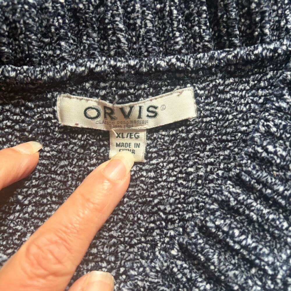 Orvis Varigated Blue Soft Chenille Pullover V-Neck Sweater Blue Gray Size XL - Picture 5 of 6
